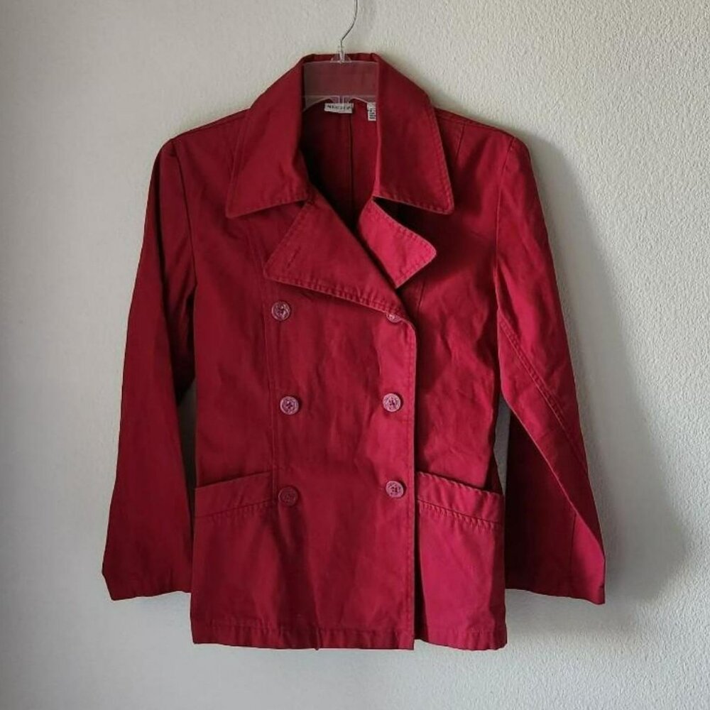 Merona Red Peacoat Jacket Sz XS 100% cotton vintage Preppy academia